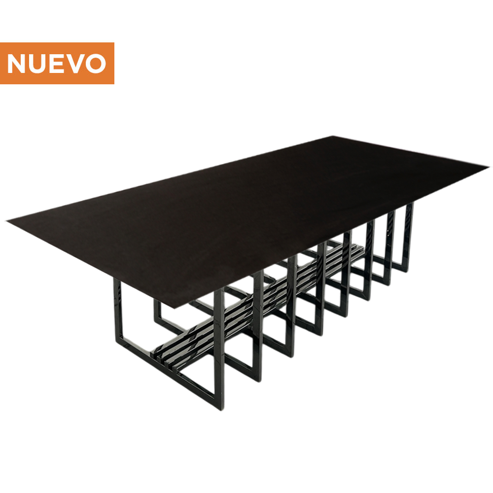 Cubierta Rectangular de Cristal Negro con Base Jaula Oxford
