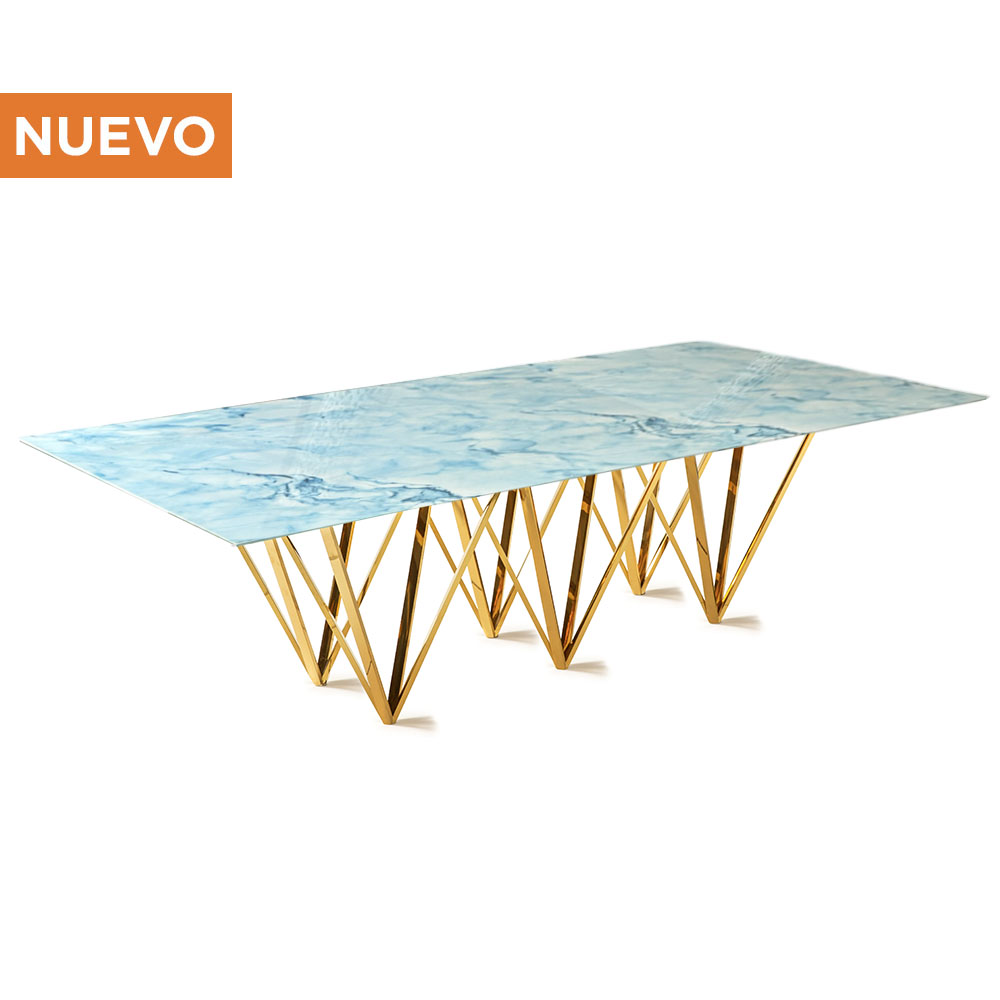 Cubierta Dicori de Mármol Azul con Blanco con Base Piramidal Dorada
