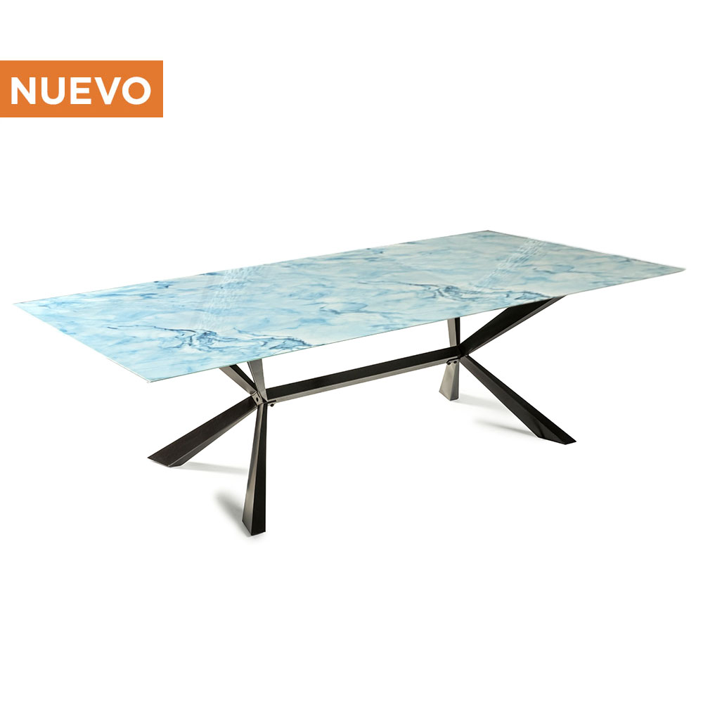 Cubierta Dicori Rectangular de Mármol Azul con Blanco con Base Araña
