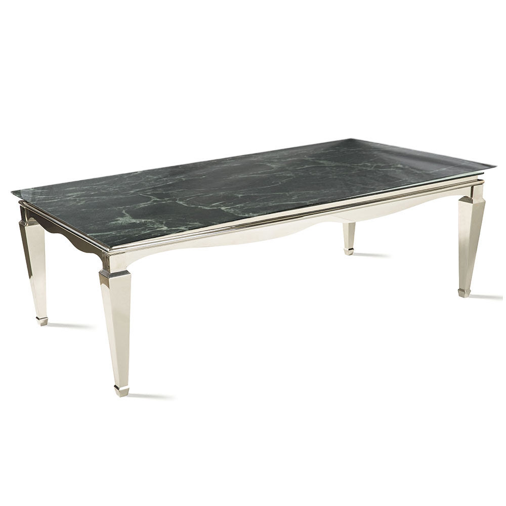 Cubierta Dicori Rectangular de Mármol Verde con Base Cromada