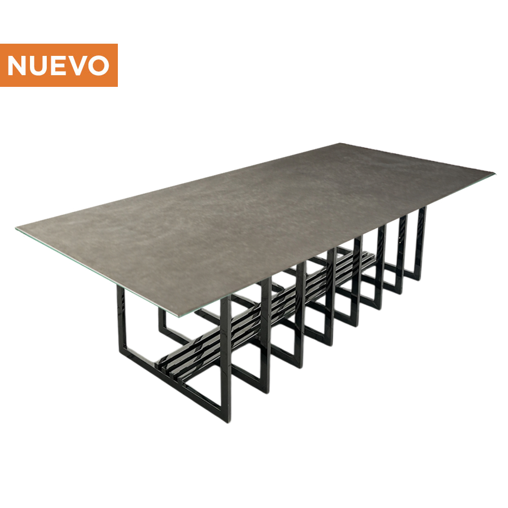 Cubierta de Cristal Tipo Concreto con Base Jaula Oxford