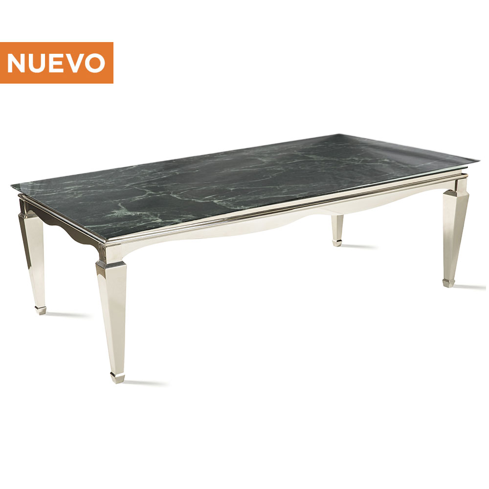 Cubierta Dicori Rectangular de Mármol Verde con Base Cromada
