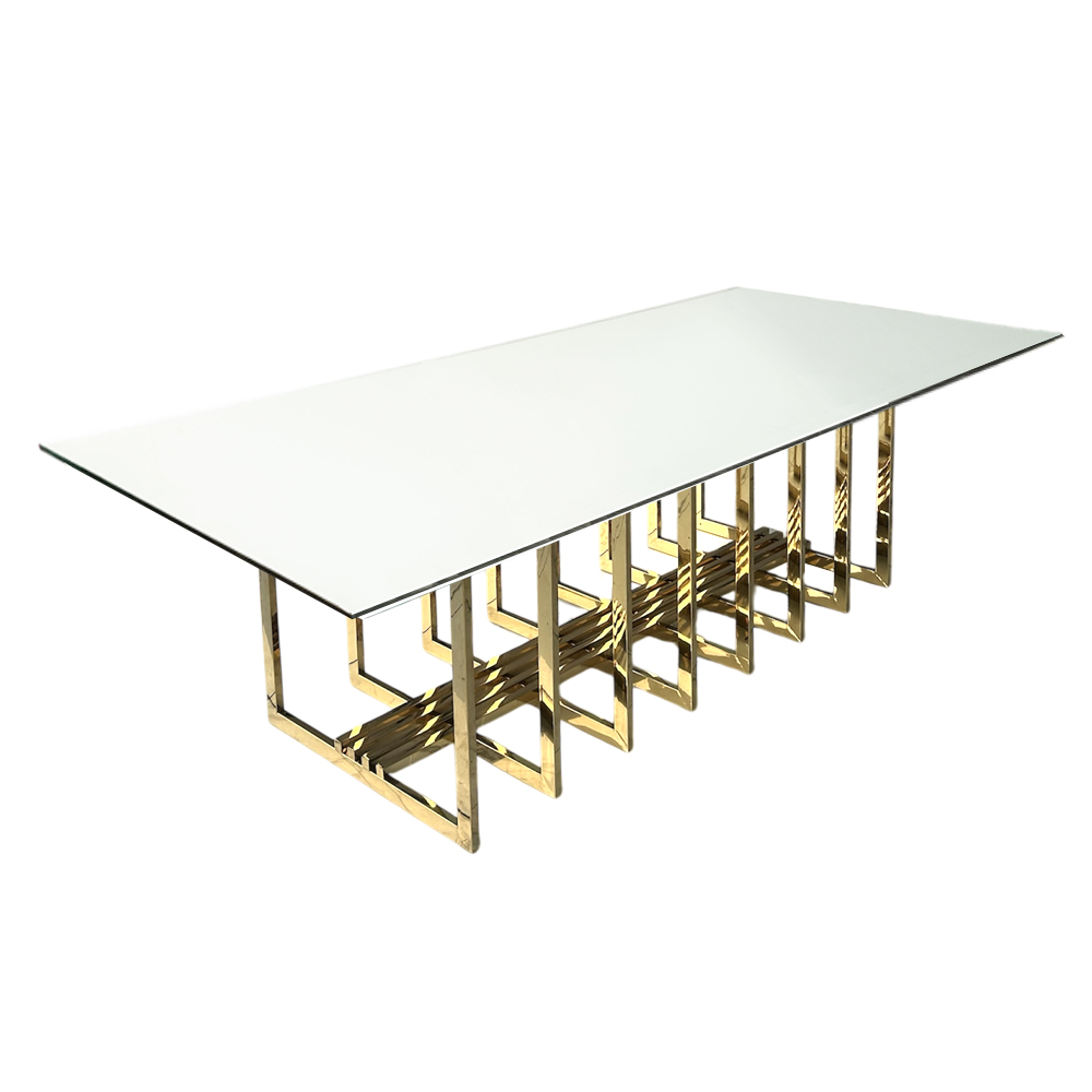 Cubierta rectangular de espejo con base jaula dorada