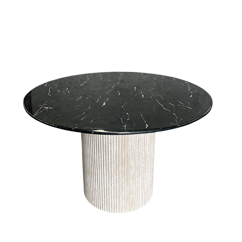 Mesa Mármol Negro 1.20 con Base Travertino