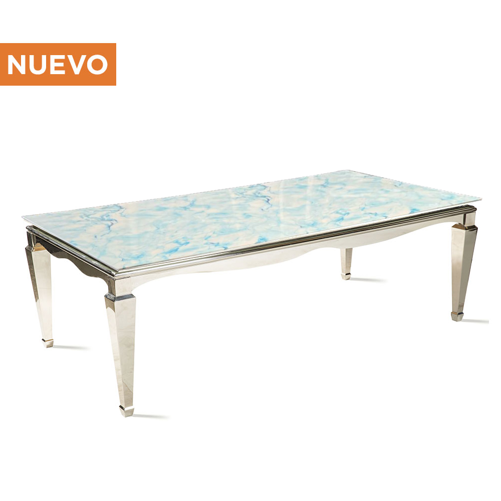 Cubierta Dicori de Mármol Azul con Blanco con Base Cromada