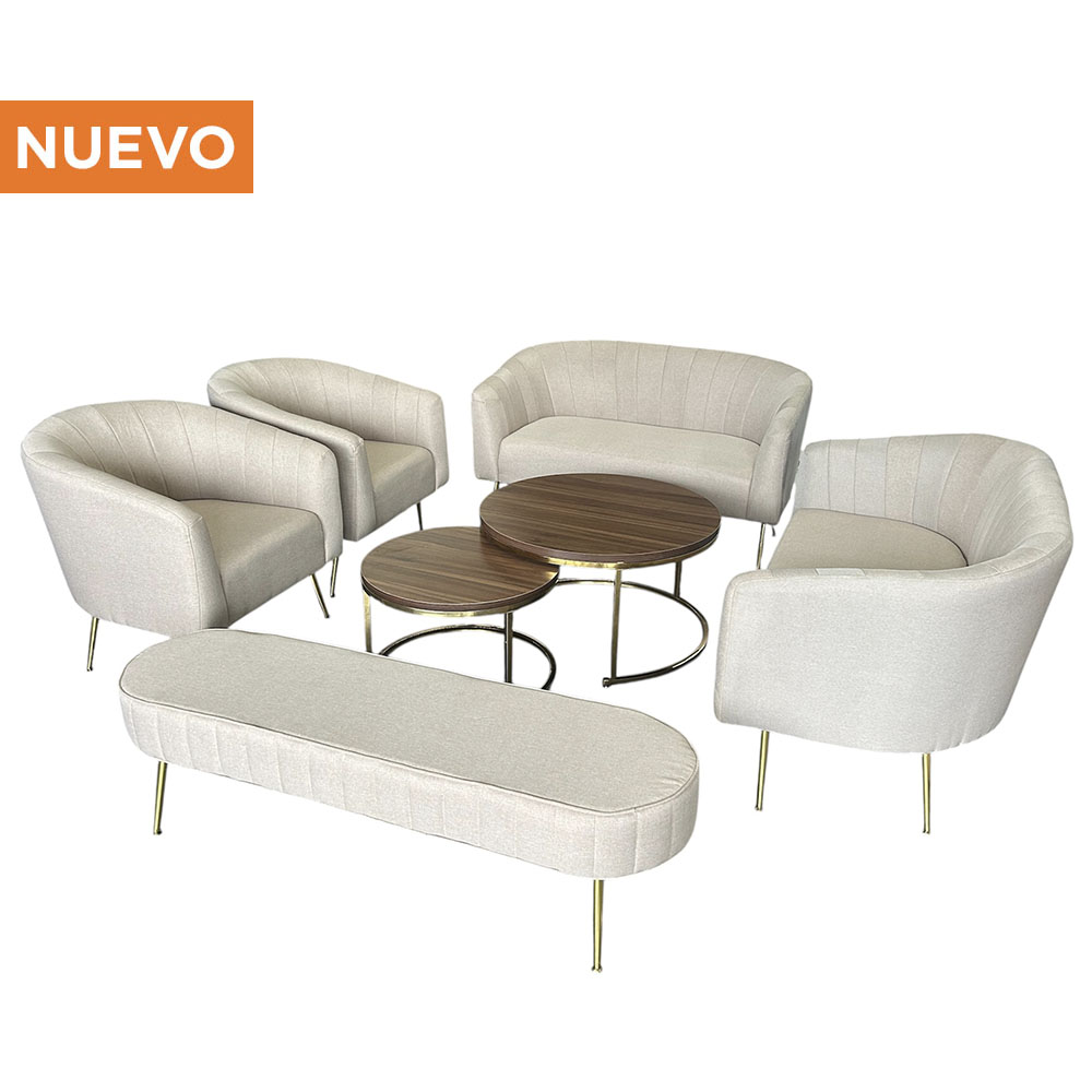 Sala Privé Beige con Mesa de Centro Doble