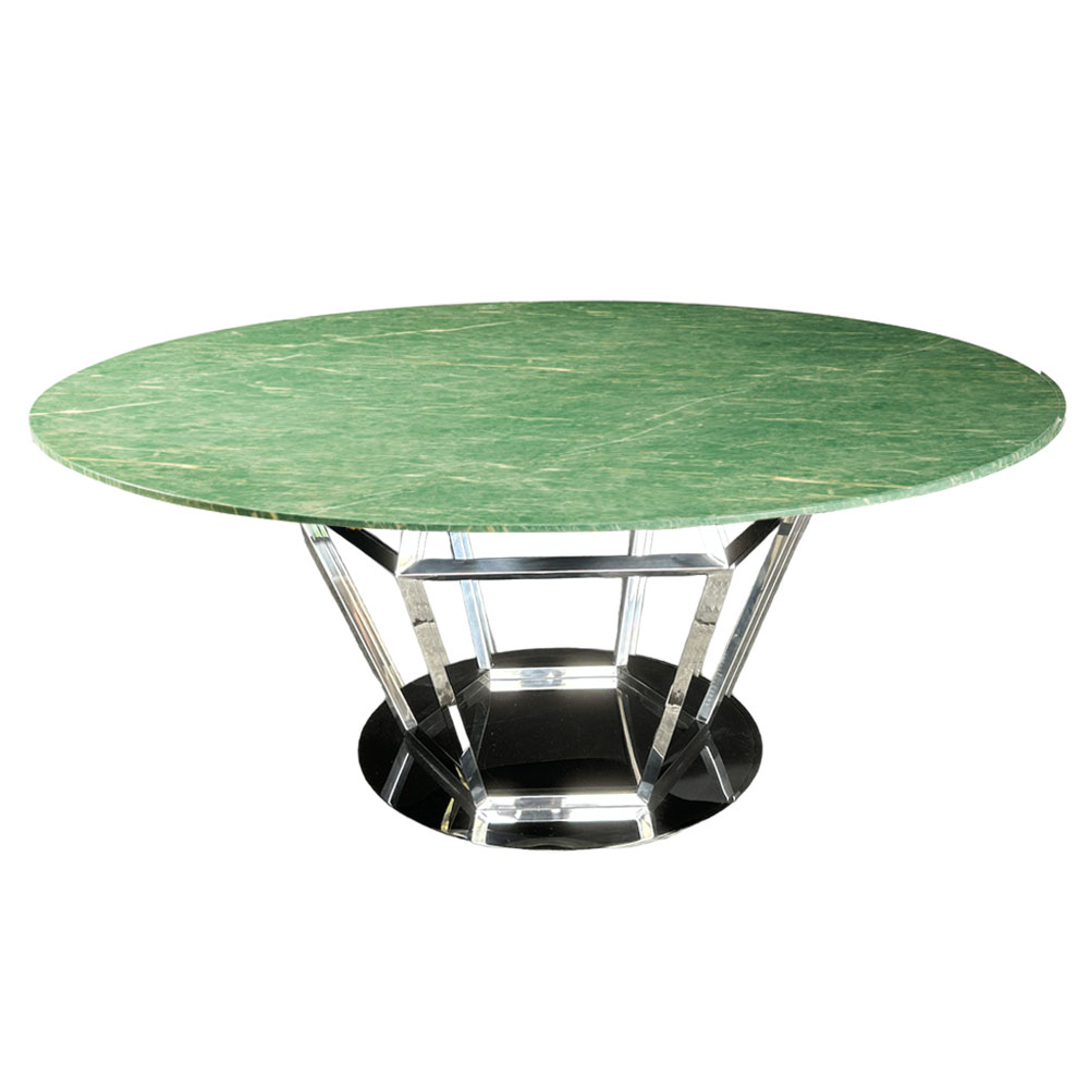 Cubierta Dicori circular verde con base diamante plateada