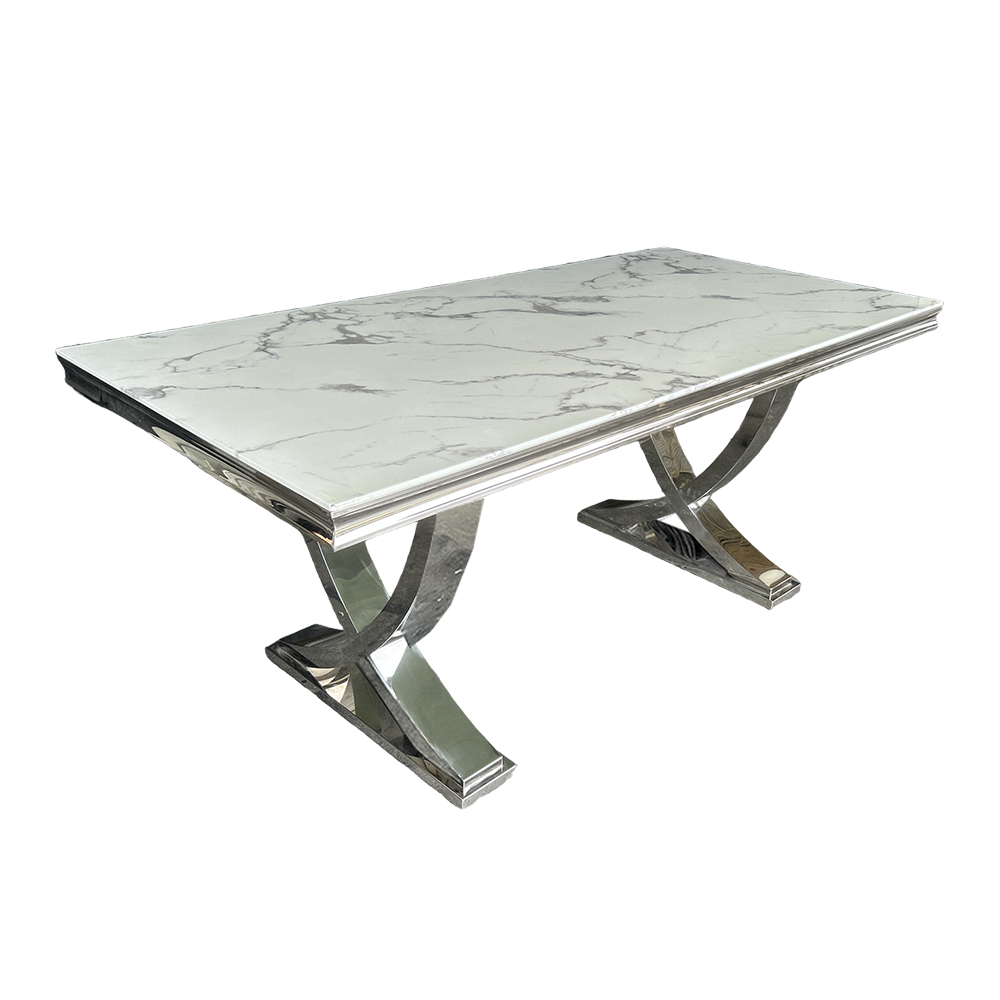 Mesa de novios Copa cromada con mármol blanco