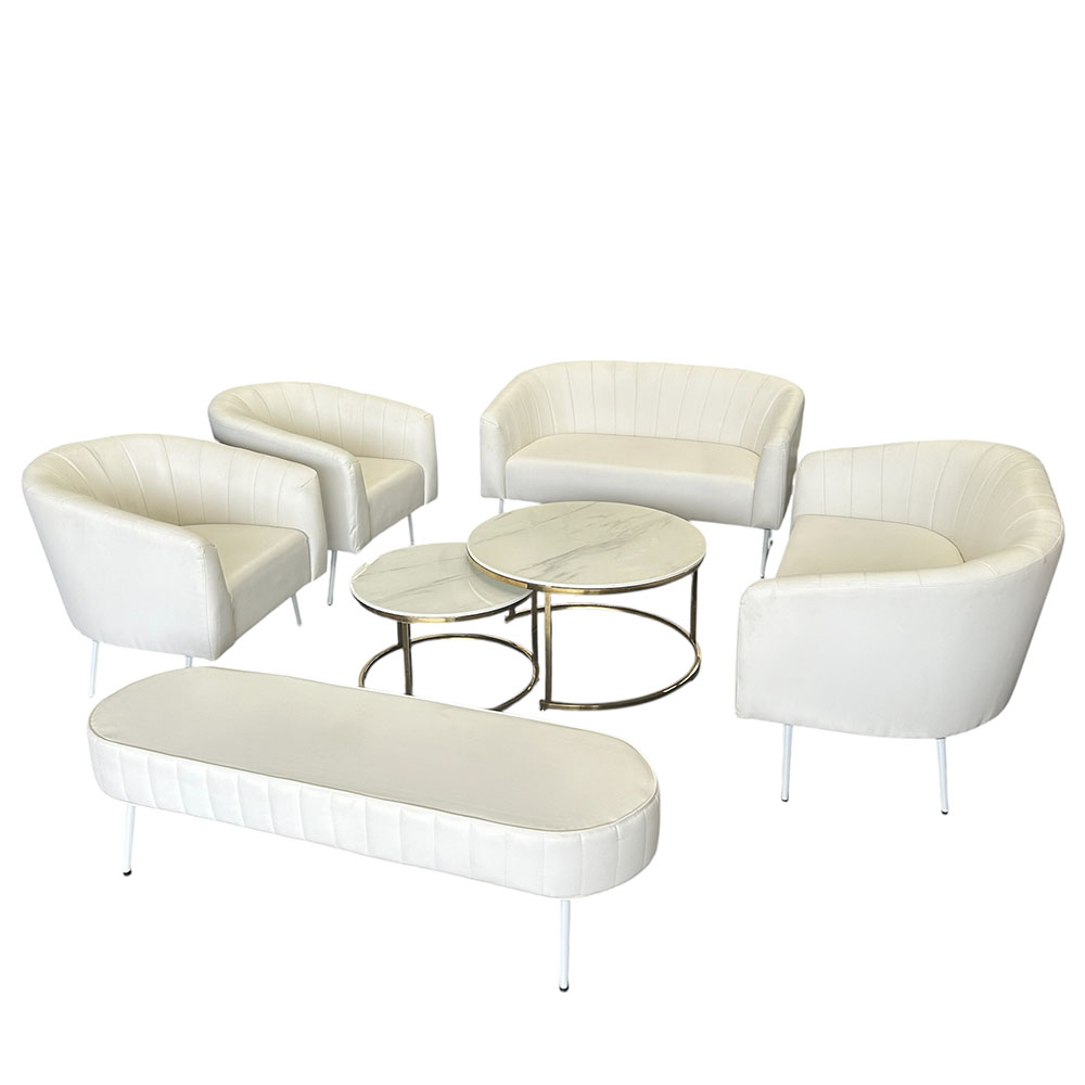 Sala Privé Blanca con Mesa Doble de Centro