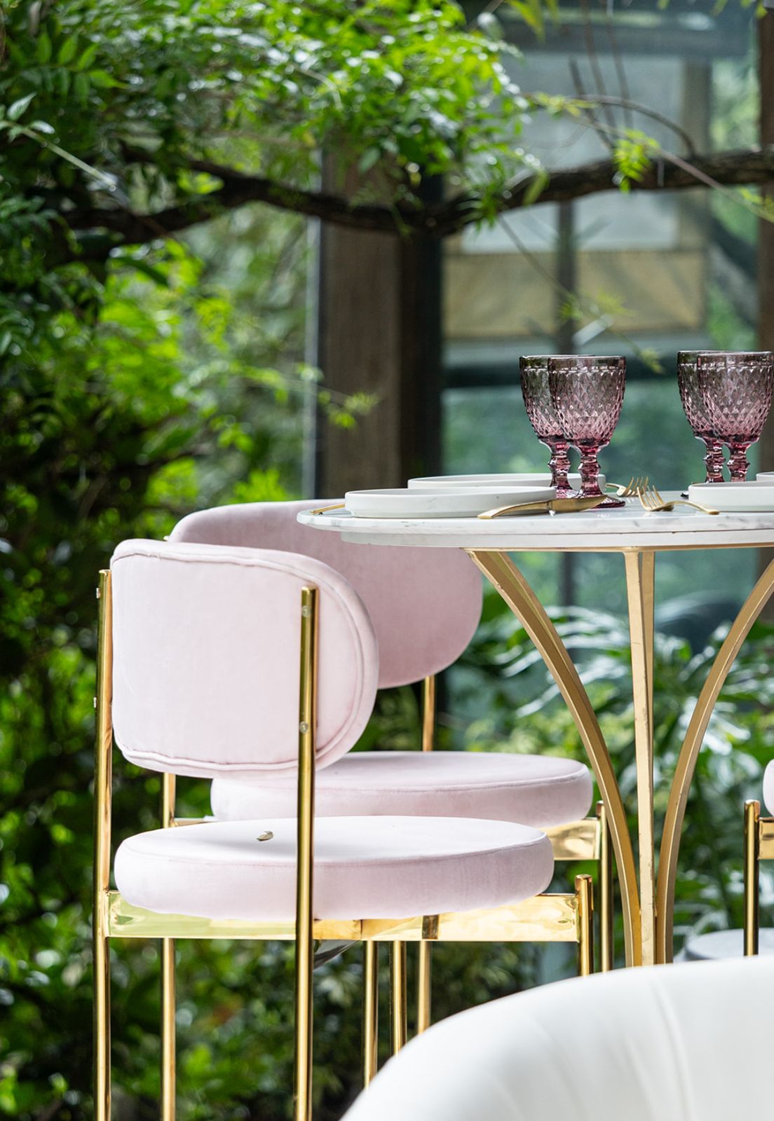 Banco Gold Terciopelo Blanco